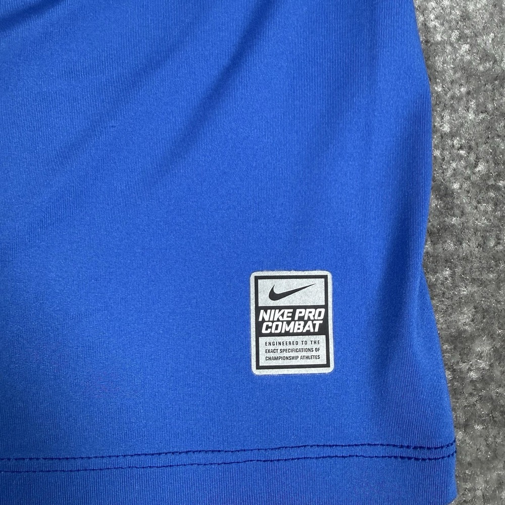 Nike Pro Combat Shirt‎ Men's Large Blue Fitted Short Sleeve - Picture 4 of 10